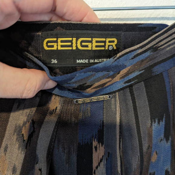 Vintage 80s Geiger 100% Wool Pleated Midi Skirt Boho Indie Pattern Size 6 - Picture 3 of 5